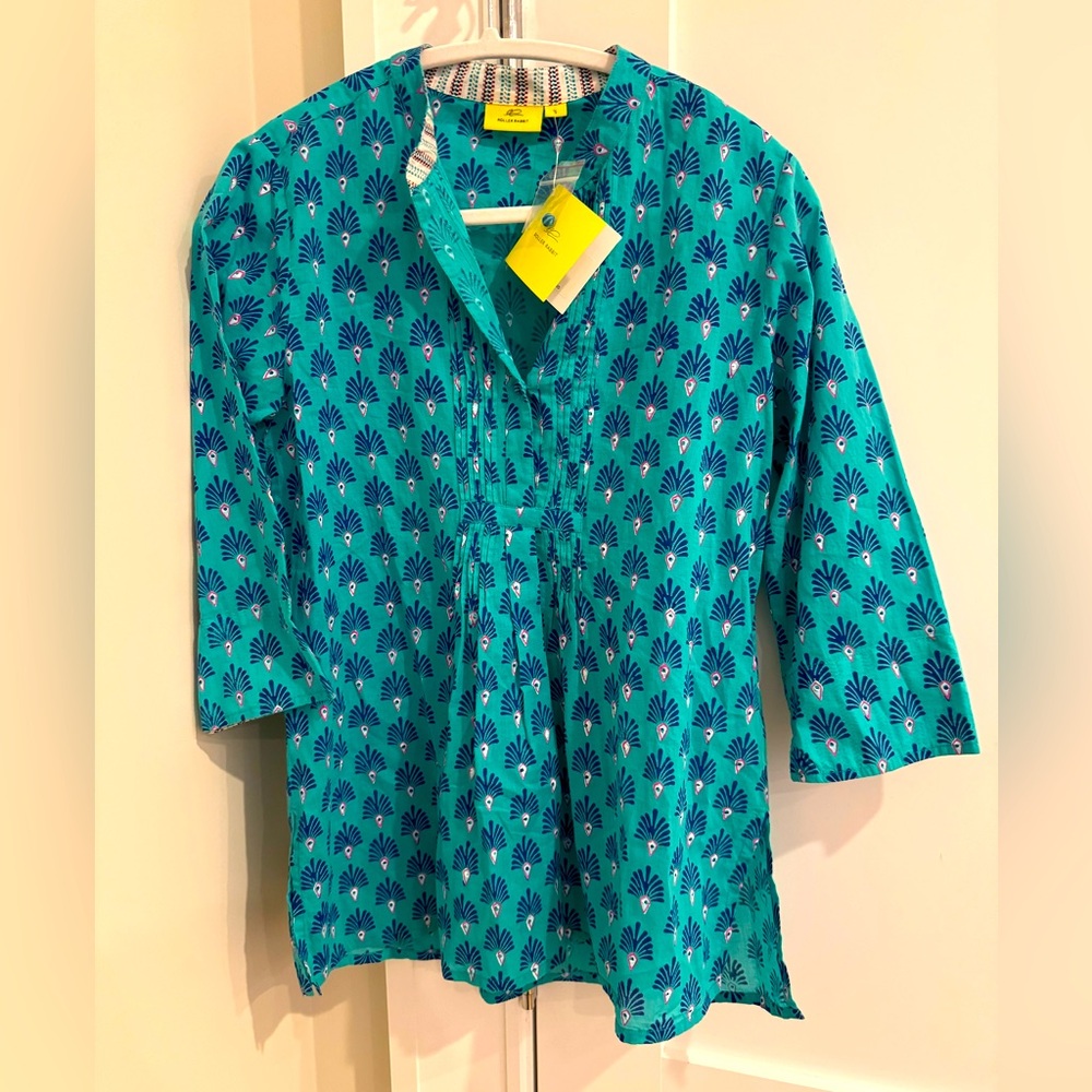 NWT Roberta Roller Rabbit Checa Arles shirt in mint size Small.